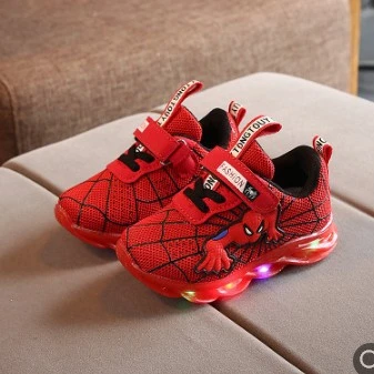 latest design boys shoes autumn new arrival spiderman led shoes kids lighting sneakers