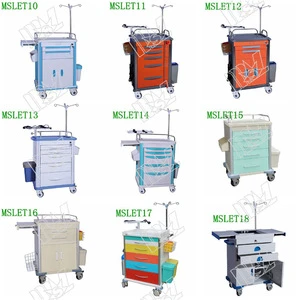 latest design MSLET02 Hospital Crash Cart ABS Medical Emergency Trolley