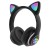 LED Cat Ear Noise Cancelling Headphones Young People Girl Headset for Blue with Mic Support TF Card 3.5mm Tooth 5.0 Wireless