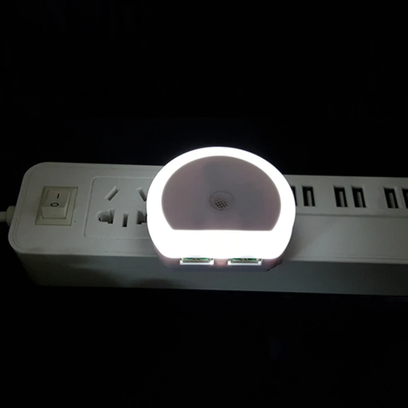 LED Night Lights With Dual USB Port Charger Sensor Light Control Bedroom Wall Lamp Home Emergency Lights EU/US Plug Socket Lamps