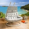 Leisure patio wicker outdoor rattan double swing hanging chair/ garden hanging double seat swing chair patio balcony furniture