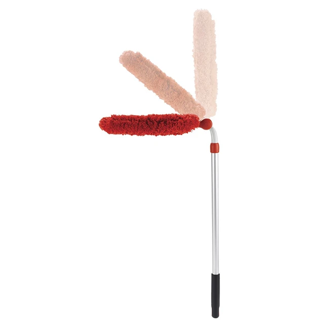 Long Handle Ceiling Duster, Red Multiple Angles Dusting Versatility Microfiber Extendable Duster