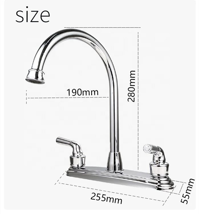 Long Neck Tube Outlet Designing Water Faucet Kitchen Two Handles Water Saving Faucet Brass Body Water Faucets