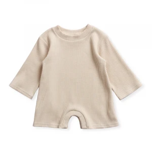 longsleeve wholesale organic ribbed baby clothing toddler clothes unisex kids wear romper