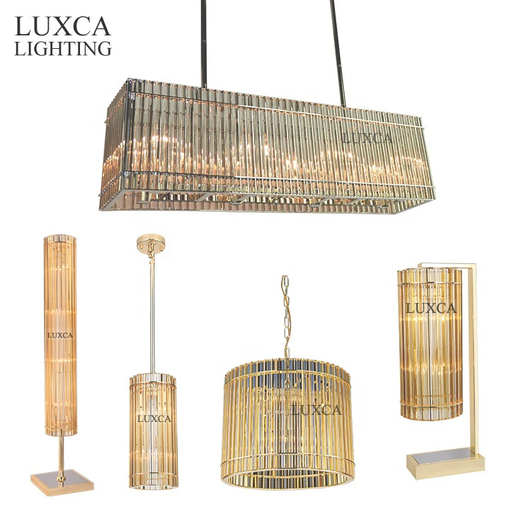Luxca Custom Modern Glass Rod Chrome Pendant Lamp