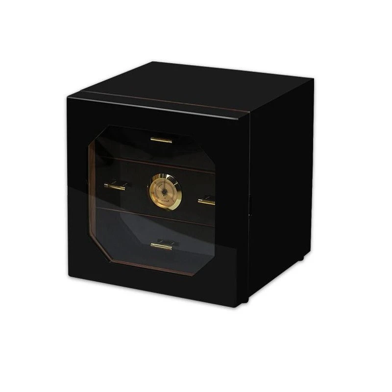 Luxury Black Cedar Wood Cigar Humidor Cabinet Storage Box Hygrometer Humidifier