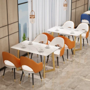 Luxury Modern Restaurant Kitchen Dining Room Table Rectangle Square Round MDF Wooden Marble Texture Dinning Table Dining Table