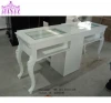 luxury white double manicure nail table salon manicure desk with glass top