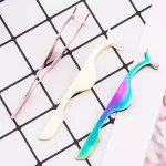 Makeup Extension False Eyelash Tweezers Custom logo Stainless Steel Eyelashes Tweezers
