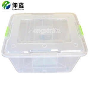 manufacture waterproof transparent heavy-duty plastic storage box with wheels