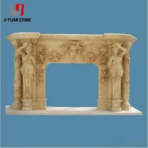 Manufacturer Indoor Decorative Stone Fireplace With Pillar Lime Fireplaces Statue Mantel