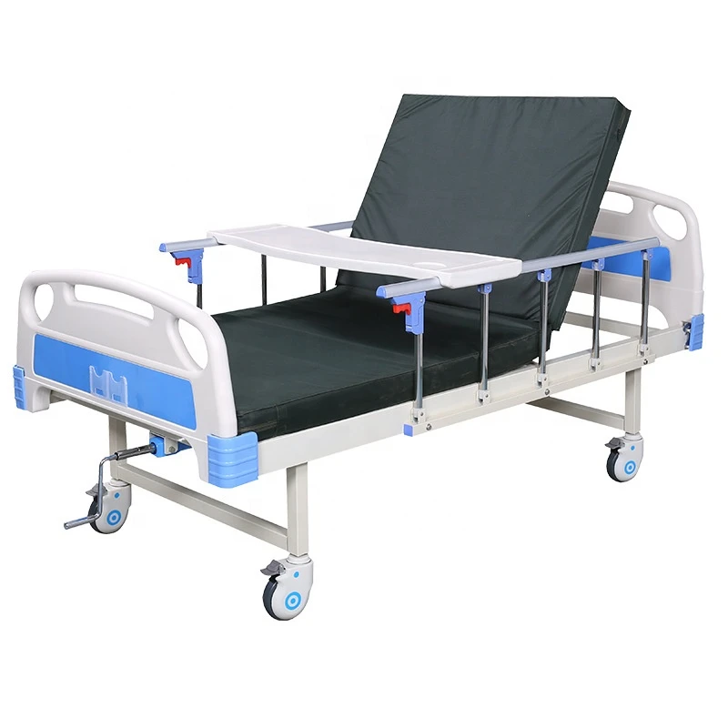 Manufacturer wholesale high quality cheap manual single 1 crank medical bed one  function nursing bed patient home hospital bed