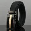 Mens Genuine Leather Belts- Ratchet Black Dress Belt for Men with Automatic Buckle