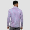 Mens Lightweight Pink Blue Trail Shirt  1/4 Zip Long Sleeves Slim Fit, Breathable Reflective Logo 88% Polyester 12% Elastane