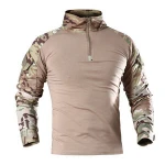 Mens Tactical Shirt Combat Shirts Green Camo Outdoor Long Sleeve T shirt Military Uniform