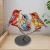 Import Metal bird table art home room art decoration double sided metal stained birds on branch desktop ornaments from China