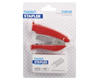 mini plastic colorful stapler school/office desktop standard paper book magazine stapler+staples 640pcs 5801