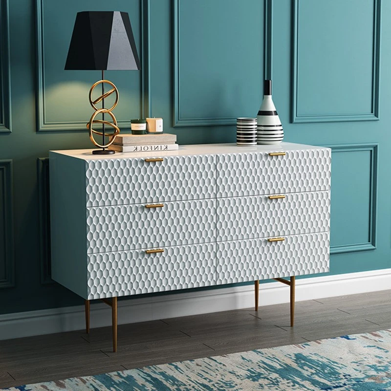 Modern designs living room white wooden 6 drawers sideboard cabinet