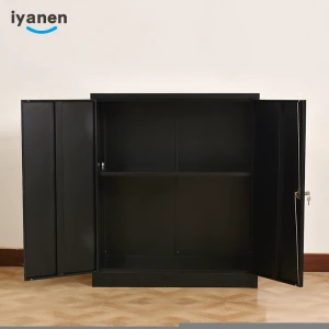 Modern office furniture small mini low half height cupboard 2 swing door book display metal steel file storage cabinet