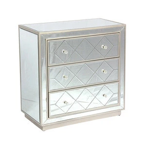 Modern Storage Chest With Drawers Mirrored Furnish Cabinet/Nightstand For Bedroom