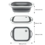 Multi-function Plastic Silicone Dish Tub Collapsible Cutting Board eco 2-in-1 set colander strainer and bowl over the sink