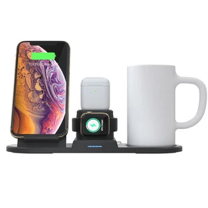 Multi-function wireless charging station,fast wireless charger for iPhone 11 with smart smart thermostatic mug