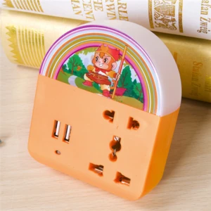 Multi-functional electrical Row of Plug with LED Light Electrical Sockets USB Smart Travel Charging for Mobile Phone