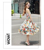 Nanchang Auyan Rose Peony Print Summer Dress Cake Long Summer Flower Girl Dress