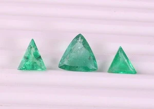 Natural Colombian Emerald Trillion Shape Faceted Emerald Loose Gemstone
