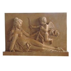 Natural Marble Wall Sculpture Relief with Woman and Angel