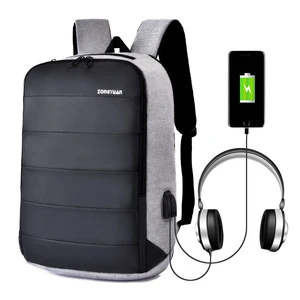 New 2019 custom travelling bags Smart waterproof  Mens Business USB multifunctional charging backpack with headphone hole