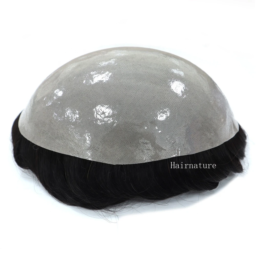 New Arrivals Wholesale Multiple Size Men Indian Human Hair Toupee All Poly with Gauze Base