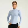 New Custom High Quality Solid Color Sports Long Sleeves Top Slim Fit Breathable Fitness Yoga Full Zipper Workout Jacket