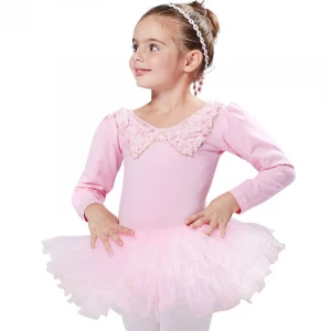 New design children performance dance wear hot selling girls long sleeve tulle ballet tutu skirt