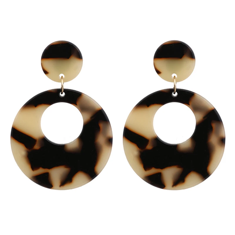 new design fashion plexi tortoiseshell print acrylic resin earrings