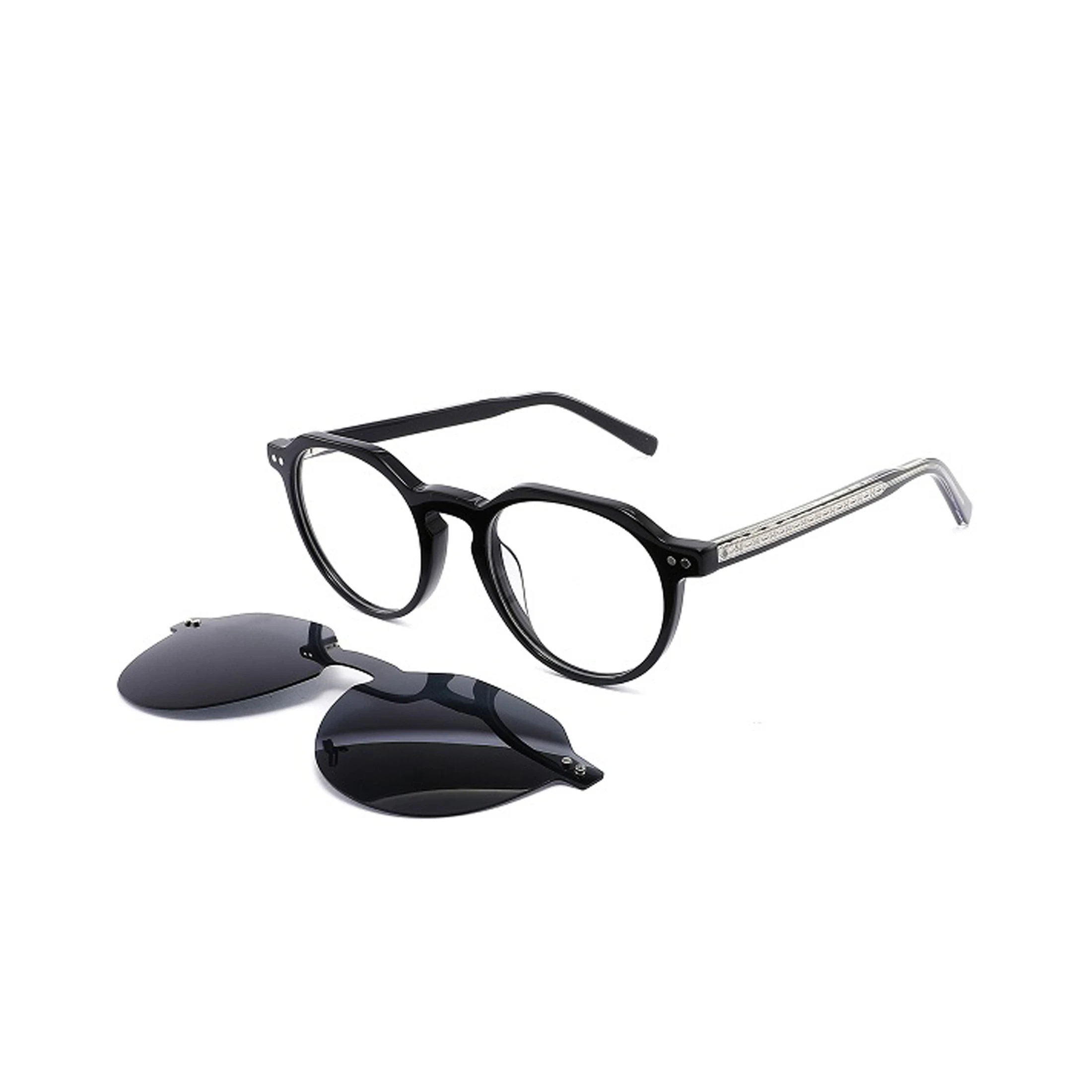 New design hot sale transparent acetate optical frame clip on sunglasses eyewear