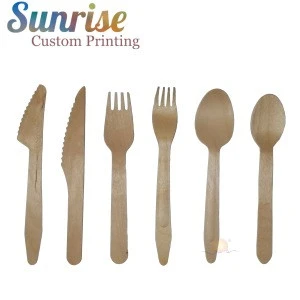 New products 2020 Eco-friendly Compostable and Biodegraable dinner set Wooden Fork Spoon Knife
