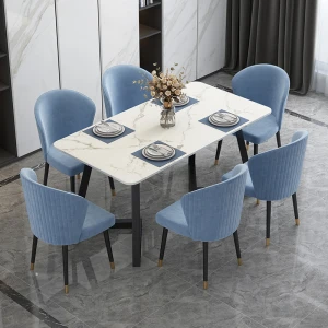 Nordic Light Luxury Fashion Design Marble Stone Modern 6 sets lndustrial Italian Dining Table