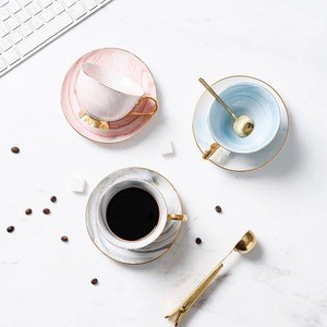 Nordic marble coffee cup and saucer set creative couple cup and sauce English afternoon red tea cup custom