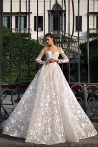 NW1211 Unique Lace Romantic off Shoulder Long Sleeves Wedding Dress 2018 Bridal