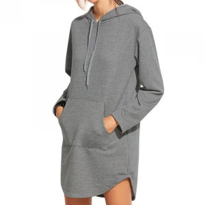OEM Custom design Long Hooded Sweater casual hoodies dress