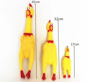 Oem Pet Shape Latex juguete para perro Squeaky Chicken Tpr Barking Custom Rubber Squeakers Pet Yellow Dog Toy