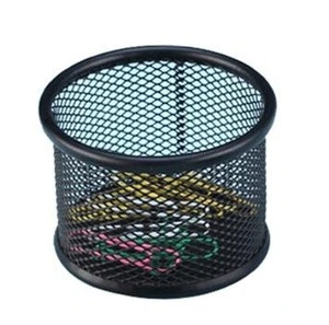 Office school wire mesh powder coated metal mesh punched desktop paper clip holder