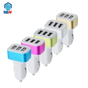 On Sale Input 12-24V DC Output 5.0V 3 USB Car Charger Charging Power Adapter