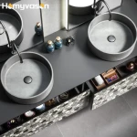 One Click Defog Function Wall Mounted Wooden Bathroom Cabinet Double Sink Vanity Set Bathroom Cabinet Ceramics Vessel Sink