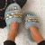 Import Open Toe Flat Fluffy Fur Slip On Slides Slippers Fashion Shiny Sequins Chain Ornament Fuzzy Fur Slippers for Women from China