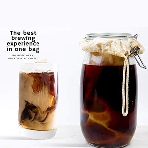 Organic Cotton nut milk bag Cold Brew drip coffee bag with Drawstring Cold Brew Maker