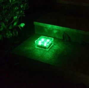 Outside Solar LED Garden Light Pathway Use 4leds Glass Brick Light Landscape Lighting