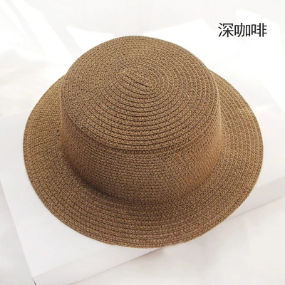 Parent-child Collapsible Women Men Boater Sun Hat Female Wholesale Straw Breathable Lovers Round Sun Panama Straw Beach Hats