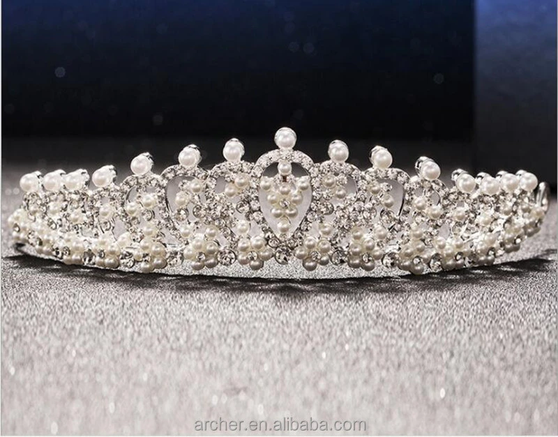 Pearl and Rhinestone Handmade Wedding Tiara Korean wedding bridal crown HA-464